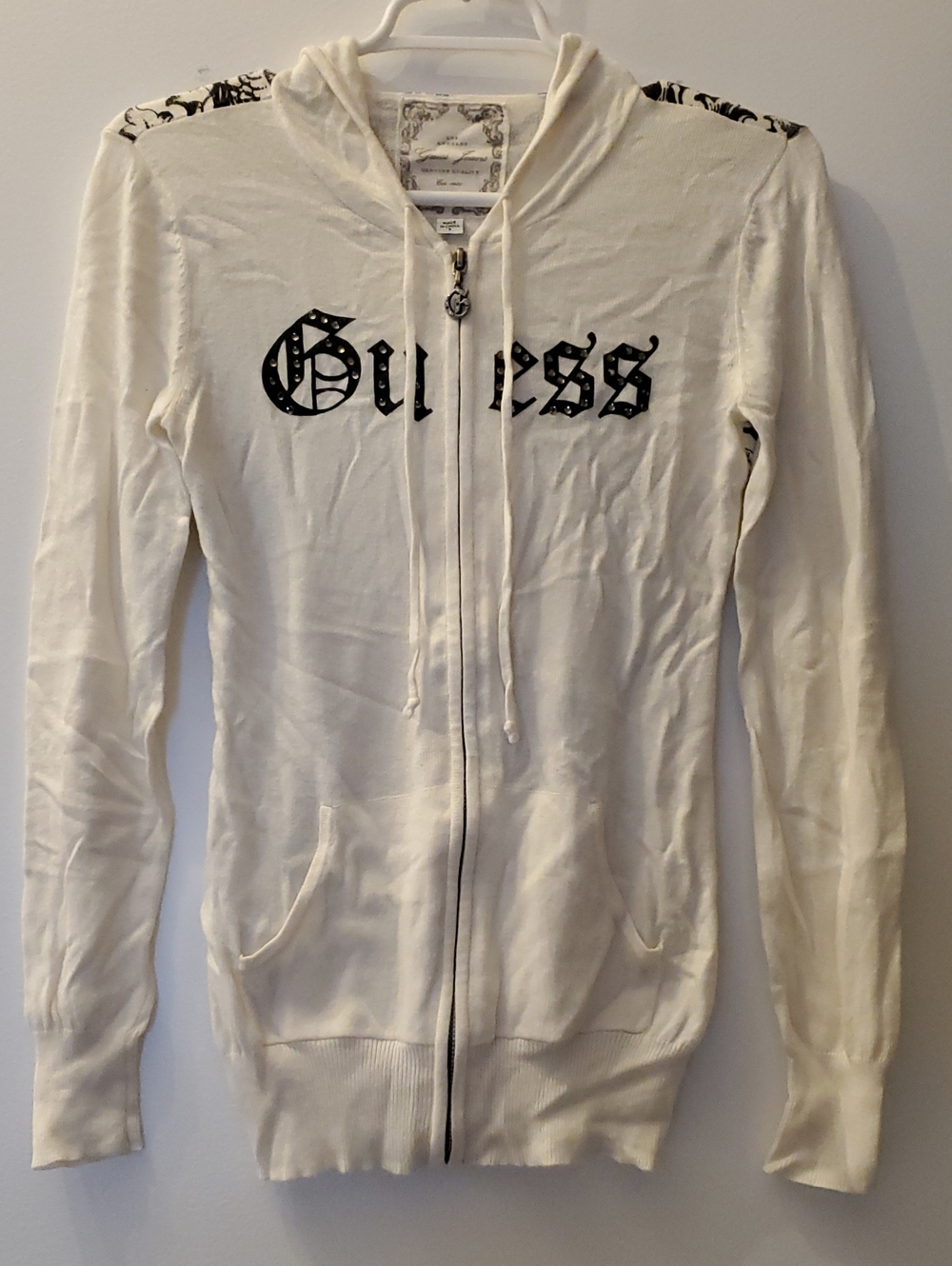 Guess Zip-Up Hoodie with Black Gothic Logo